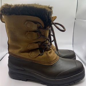 SOREL Badger Leather Rubber Winter Boots Womens US 8 Brown Tan + Liners Canada